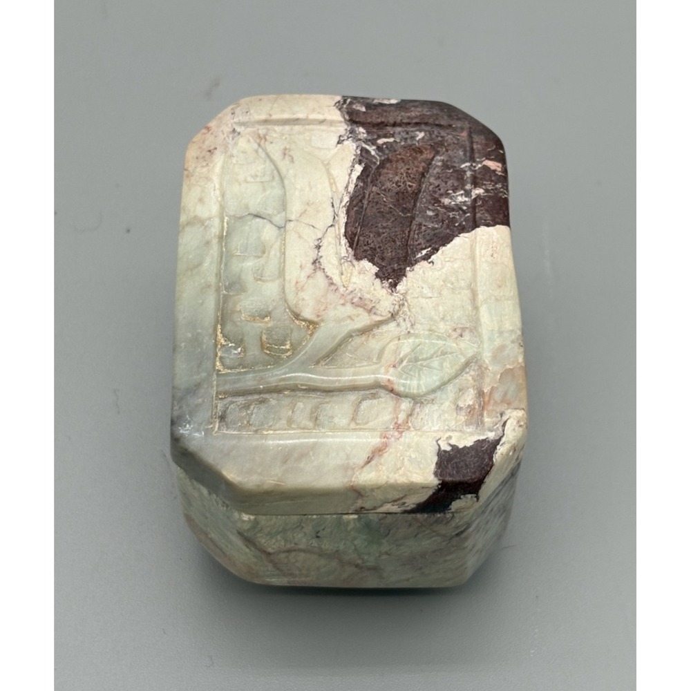 Vintage Marble Jewelry Box‎ with Lid Carved Leaf Decorative Trinket Box 2.5"
